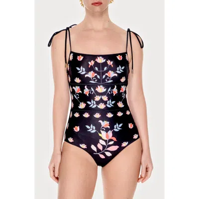 Jessie Zhao New York Midnight Garden Reversible One-piece Swimsuit
