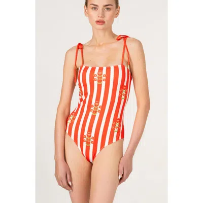 Jessie Zhao New York Passion Garden Reversible One Piece Swimsuit In Red