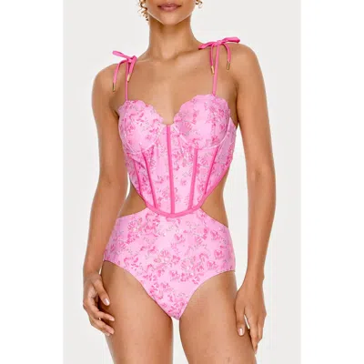 Jessie Zhao New York Pink Bloom One-piece Swimsuit
