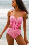 Jessie Zhao New York Pink Bloom One-piece Swimsuit In Pink