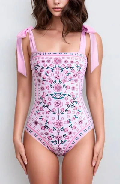 Jessie Zhao New York Pink Blossom Reversible One-piece Swimsuit