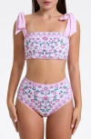 Jessie Zhao New York Pink Blossom Reversible Two-piece Swimsuit In Pink