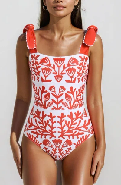 JESSIE ZHAO NEW YORK JESSIE ZHAO NEW YORK RED CORAL REVERSIBLE ONE-PIECE SWIMSUIT