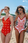 Jessie Zhao New York Red Coral Reversible V-neck One-piece Swimsuit