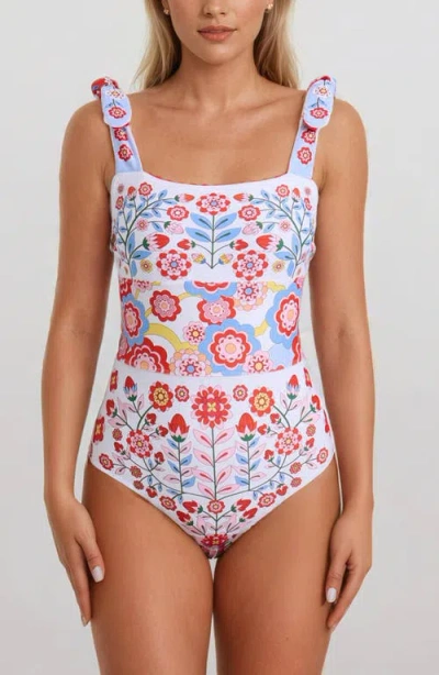 JESSIE ZHAO NEW YORK JESSIE ZHAO NEW YORK RED GARDEN REVERSIBLE ONE-PIECE SWIMSUIT
