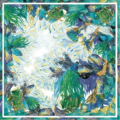 Jessie Zhao New York Silk Scarf Of Summer Forest Imagination In Green