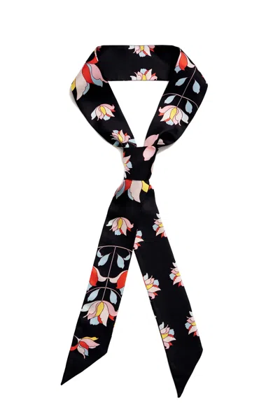 Jessie Zhao New York Silk Skinny Scarf Midnight Garden