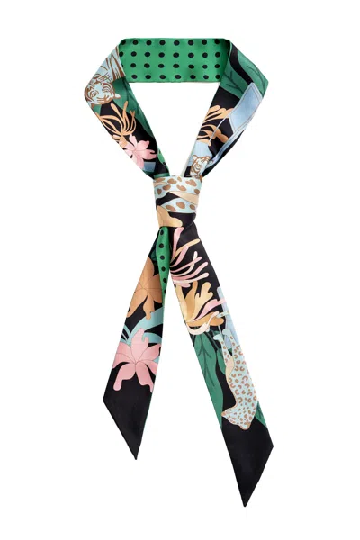 Jessie Zhao New York Silk Skinny Scarf Night Jungle Gathering