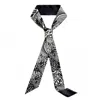 Jessie Zhao New York Silk Skinny Scarf Of Black Garden