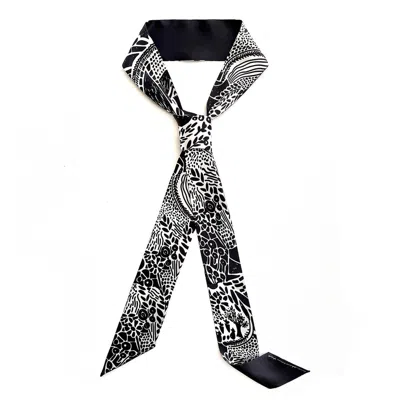 Jessie Zhao New York Silk Skinny Scarf Of Black Garden