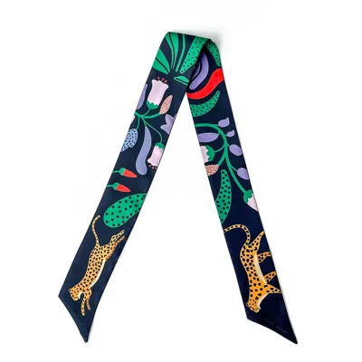 Jessie Zhao New York Silk Skinny Scarf Of Jungle Night