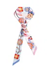 Jessie Zhao New York Silk Skinny Scarf Pink Garden In Multi