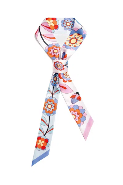 Jessie Zhao New York Silk Skinny Scarf Pink Garden