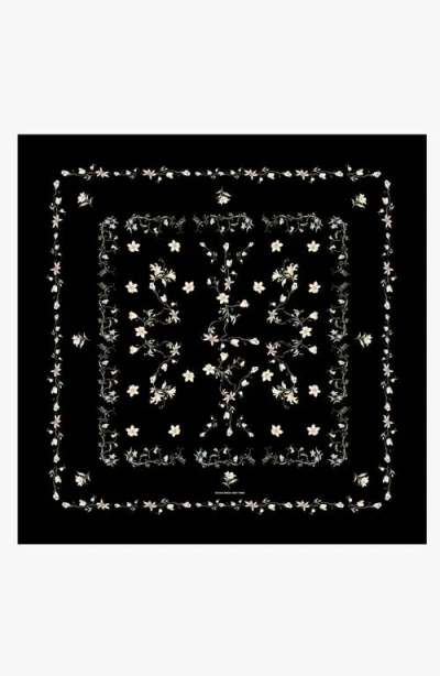 Jessie Zhao New York Starlit Bloom Double Sided Silk Scarf In Black