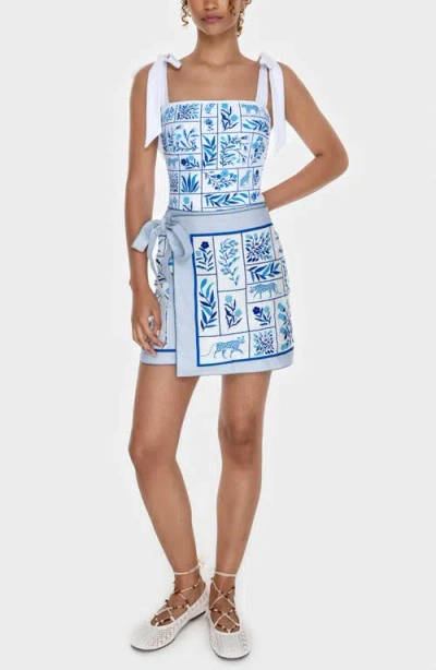 Jessie Zhao New York Swim Cover Up Skirt-blue Garden