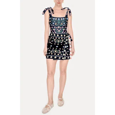 Jessie Zhao New York Swim Cover Up Skirt-night Garden In Black