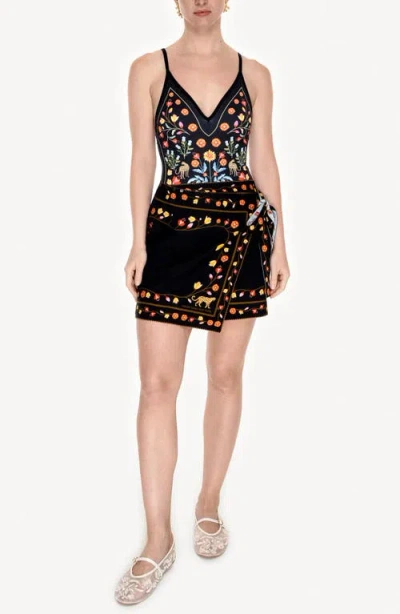 Jessie Zhao New York Swim Cover Up Skirt-night Imagination In Black