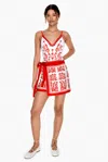 Jessie Zhao New York Swim Cover Up Skirt-red Coral In Red