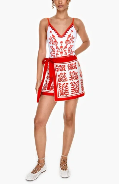 Jessie Zhao New York Swim Cover Up Skirt-red Coral