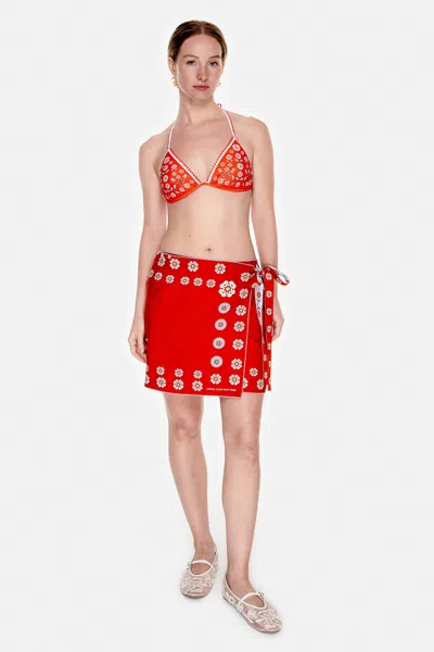 Jessie Zhao New York Swim Cover Up Skirt-red Garden
