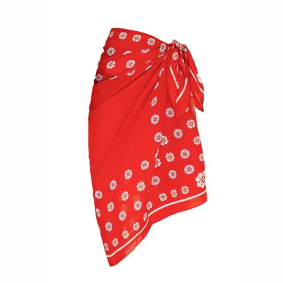 Jessie Zhao New York Women's Beach Sarong Wrap - Red Garden