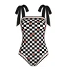 Jessie Zhao New York Checkerboard Imagination Reversible One-piece Swimsuit In Black