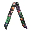 Jessie Zhao New York Silk Skinny Scarf Of Night Garden In Black