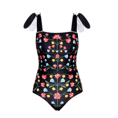 Jessie Zhao New York Women's Black / White Day - Night Glow Reversible One-piece Swimsuit In Multi