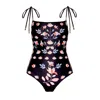 Jessie Zhao New York Women's Black / White Midnight Garden Reversible One-piece Swimsuit