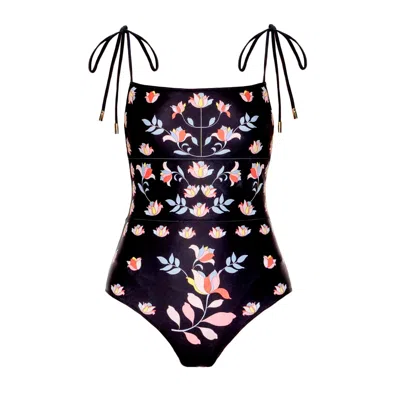 Jessie Zhao New York Women's Black / White Midnight Garden Reversible One-piece Swimsuit