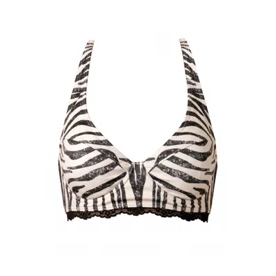 Jessie Zhao New York Women's Black / White Zebra Stripe Bikini Top In Multi