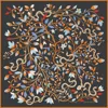 Jessie Zhao New York Women's Black / Yellow / Orange Double Sided Wool Silk Scarf Of Night's Enchanted Garden
