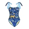 Jessie Zhao New York Women's Blue Amazon Rainforest Reversible One Piece Swimsuit In Blue