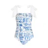 Jessie Zhao New York Blue Garden Reversible One-piece Swimsuit In Blue
