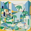 Jessie Zhao New York Women's Blue / Gold / Green Double Sided Wool Silk Scarf Of Tropical Breeze