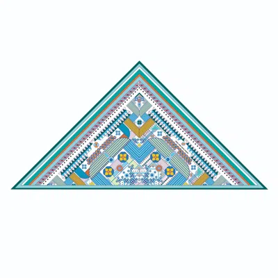 Jessie Zhao New York Women's Blue / Green / Neutrals Double Sided Wool Silk Triangle Of Shapes Reconstruction In Multi