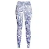 Jessie Zhao New York High Waist Yoga Leggings In Flower Drawing In Blue