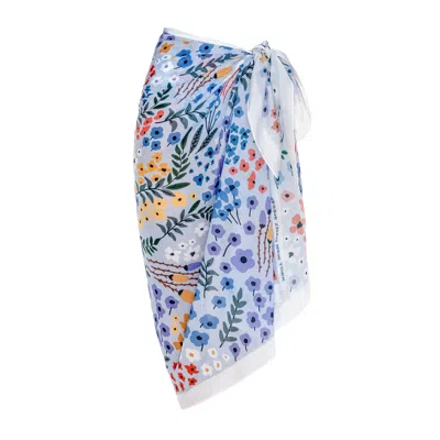 JESSIE ZHAO NEW YORK WOMEN'S BLUE / WHITE BEACH SARONG WRAP - BLUE GARDEN