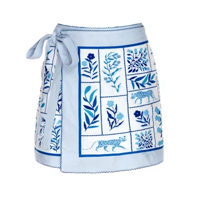 Jessie Zhao New York Women's Blue / White Swim Cover Up Skirt-blue Garden In Multi