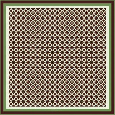 JESSIE ZHAO NEW YORK WOMEN'S BROWN / GREEN DOUBLE SIDED SILK SCARF OF POLKA DOT BLOOM - BROWN