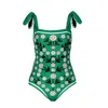 Jessie Zhao New York Women's Green / Black Midnight Bloom Reversible One-piece Swimsuit In Green