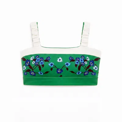 Jessie Zhao New York Women's Green / Blue Emerald Echo Reversible Ruched Sports Crop