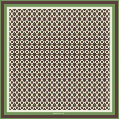 JESSIE ZHAO NEW YORK WOMEN'S GREEN / BROWN DOUBLE SIDED WOOL SILK SCARF OF POLKA DOT BLOOM