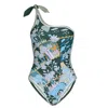 Jessie Zhao New York Women's Green Garden Reversible One-shoulder One-piece Swimsuit In Green
