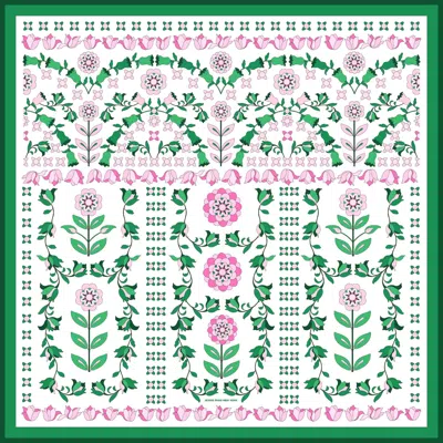 Jessie Zhao New York Ivy Parterre Double Sided Silk Scarf In Green