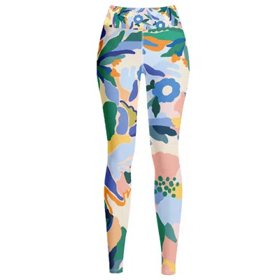 JESSIE ZHAO NEW YORK WOMEN'S HIGH WAIST YOGA LEGGINGS IN AFTERNOON GARDEN