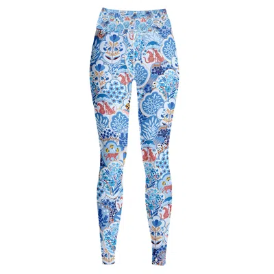JESSIE ZHAO NEW YORK WOMEN'S HIGH WAIST YOGA LEGGINGS IN JUNGLE BLUE