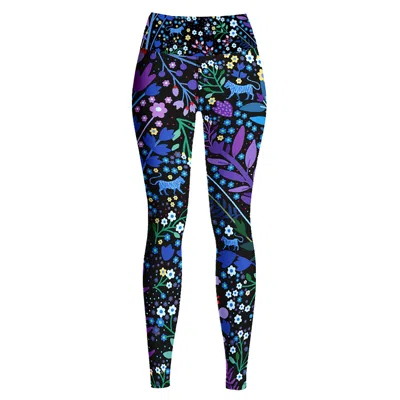 JESSIE ZHAO NEW YORK WOMEN'S HIGH WAIST YOGA LEGGINGS IN NIGHT GARDEN