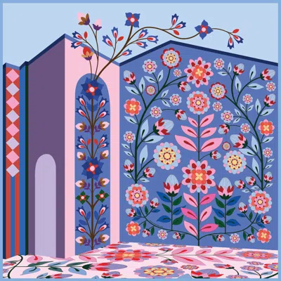 Jessie Zhao New York Women's Pink Double Sided Silk Scarf Of Flower Imagination