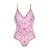 Jessie Zhao New York Pink Garden Reversible V-neck One-piece Swimsuit In Multi